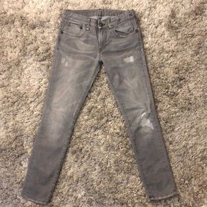 R13 Light Gray distressed skinny jeans 26. Fits closer to 24.